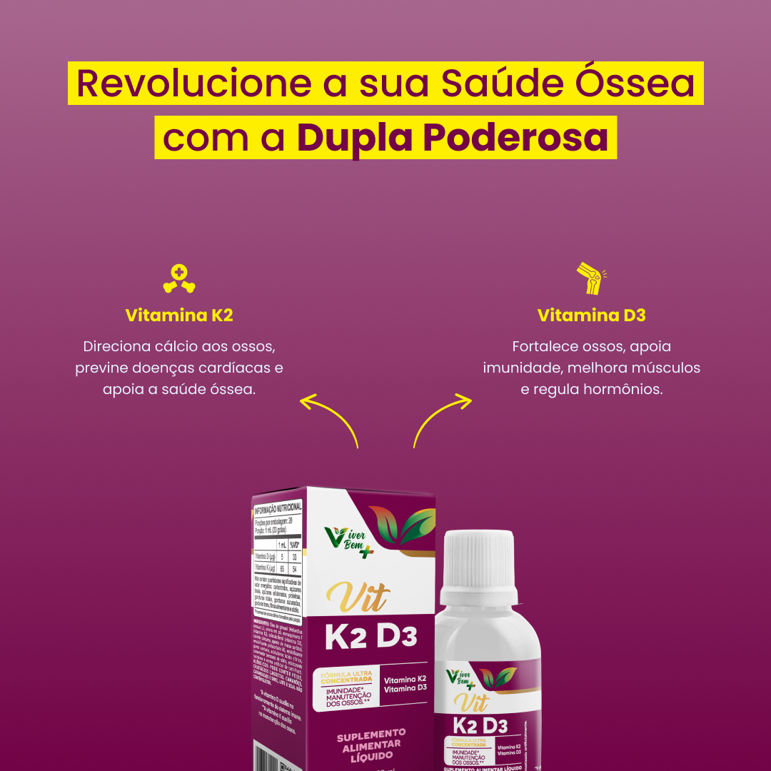 VIT K2 D3 | Fortaleza Óssea e Imunidade Reforçada